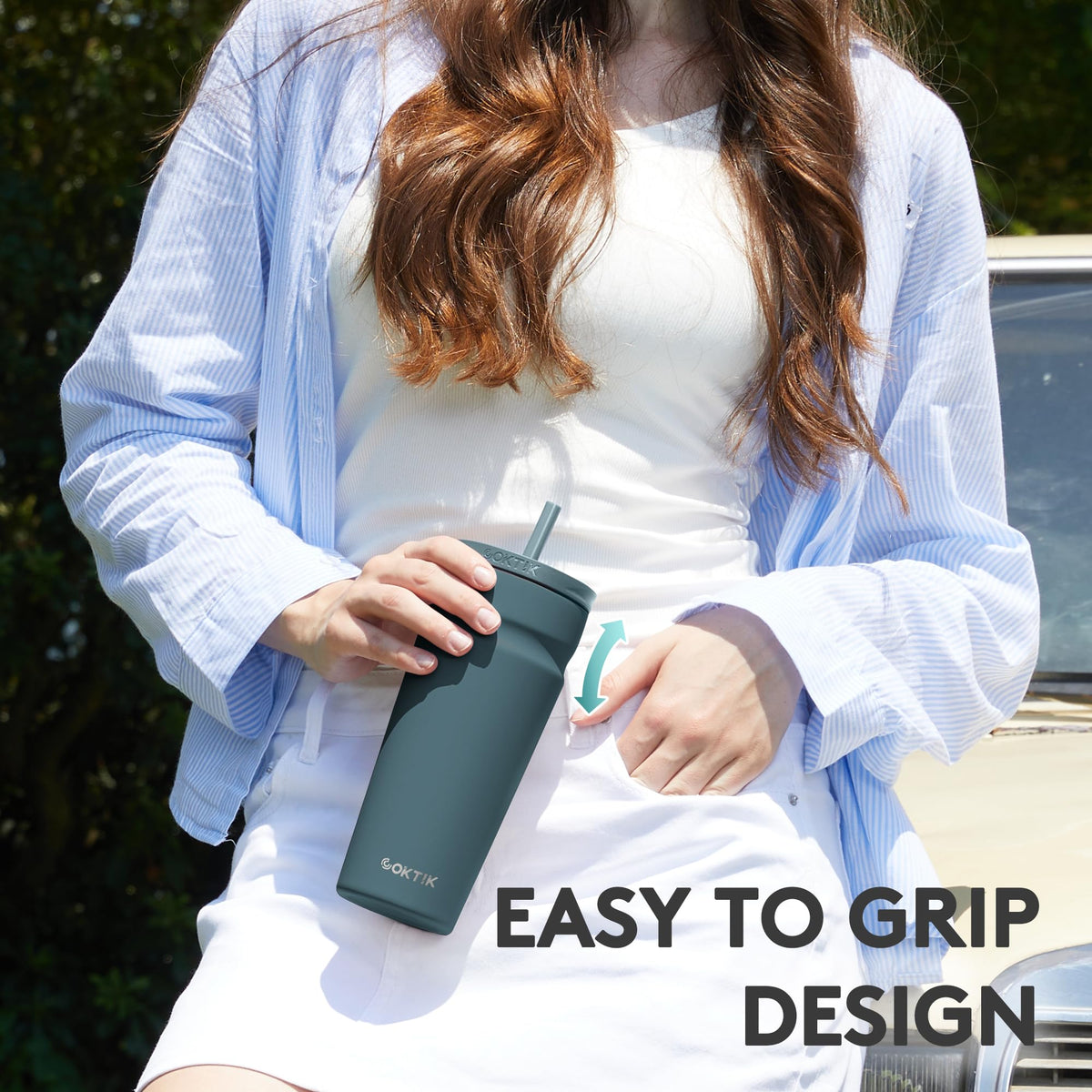 20oz Insulated Stainless Steel Tumbler with Lid and Straw D592089
