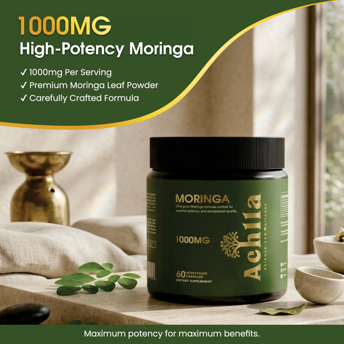 Organic Moringa Leaf 1000mg 60 Capsules V89712