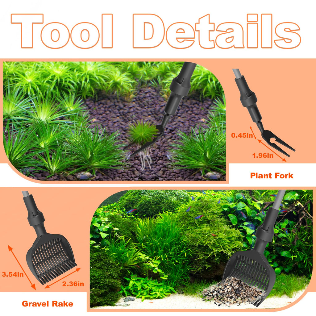 7-in-1 Aquarium Cleaning Tool with Telescopic Handle A302