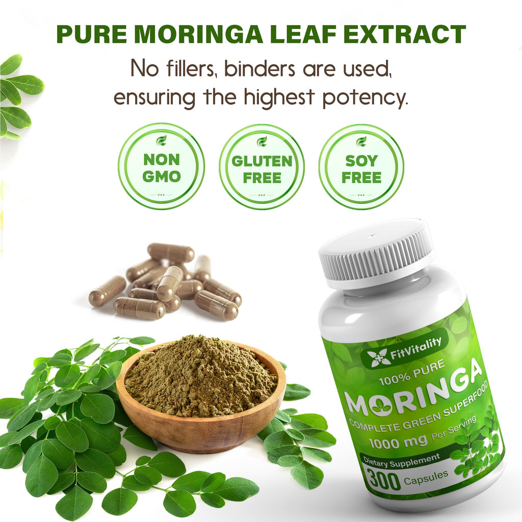Moringa Oleifera Leaf Extract Capsules 150 Count E896