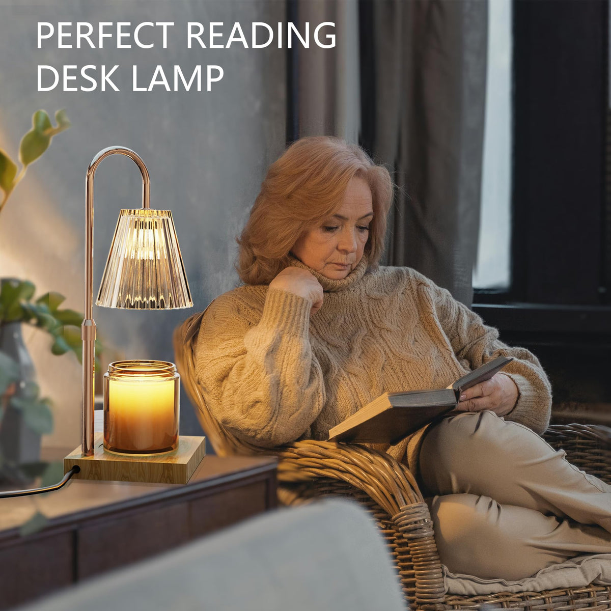 Candle Warmer Lamp with 2 Bulbs, Dimmable, Timer, Adjustable Height T3694