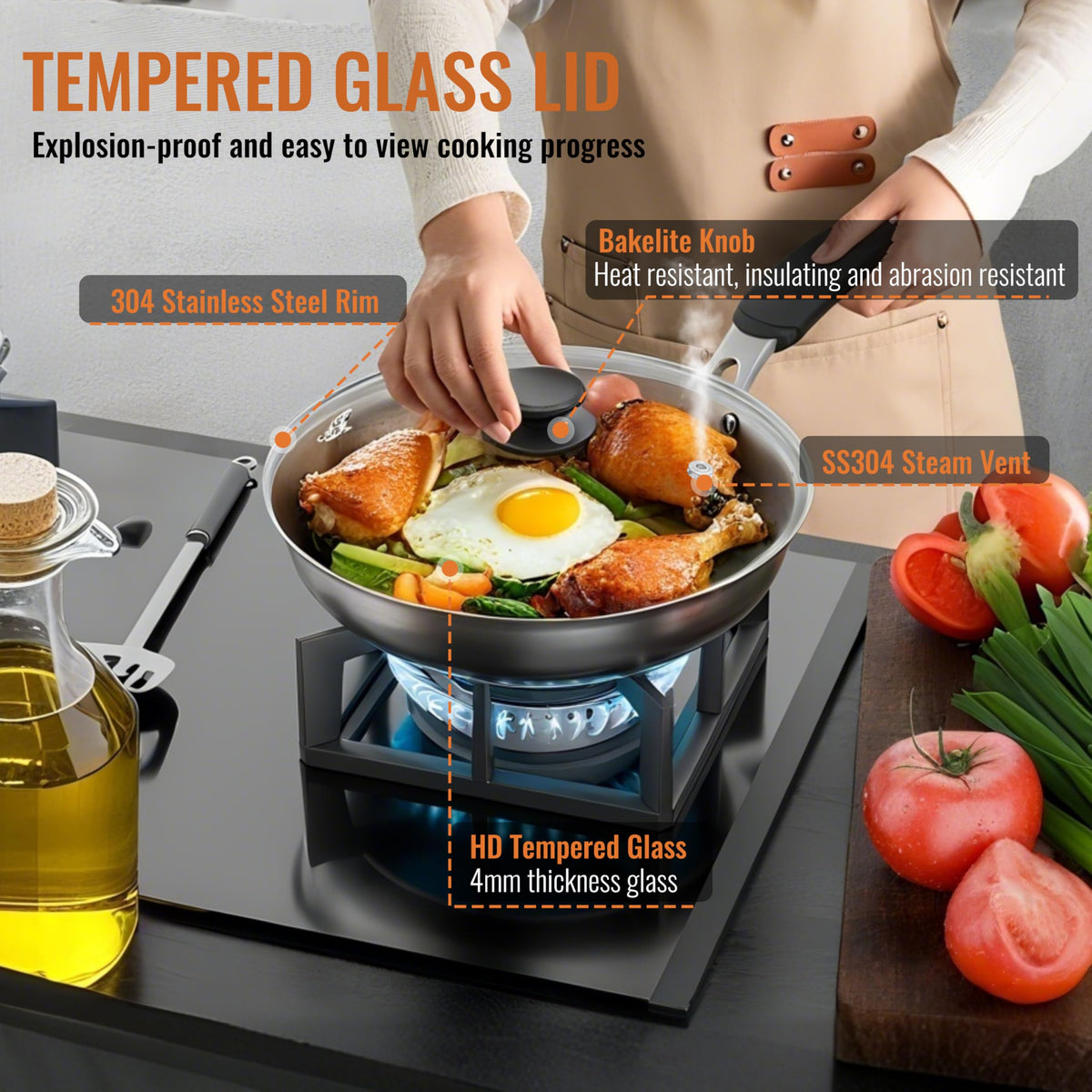 Tempered Glass Pot and Pan Lid 10.5 Inch Q747