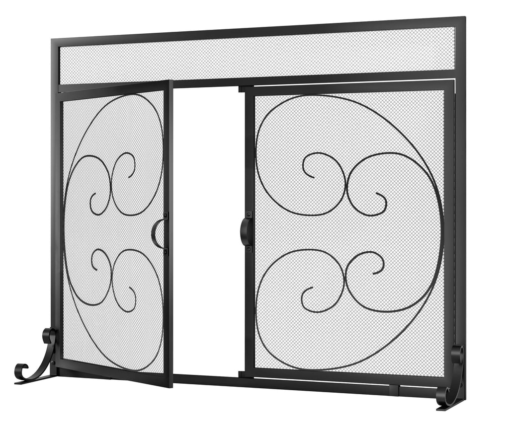 Black Wrought Iron Fireplace Screen E4293