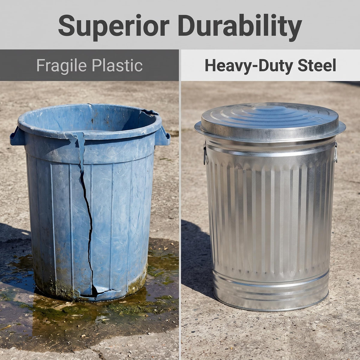 31 Gallon Galvanized Steel Trash Can with Locking Lid X18824