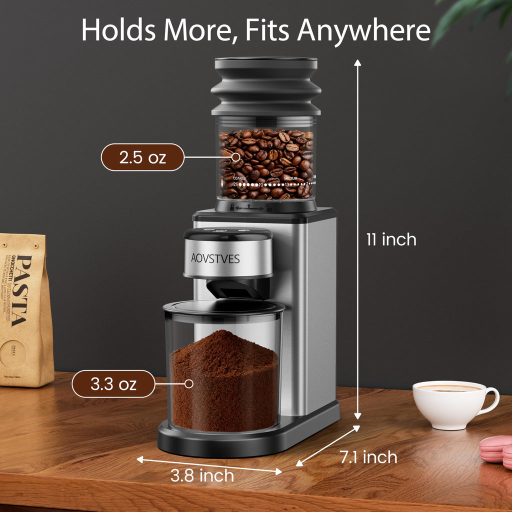 Electric Coffee Grinder with 25 Grinding Settings and 60-Second Timer D7981