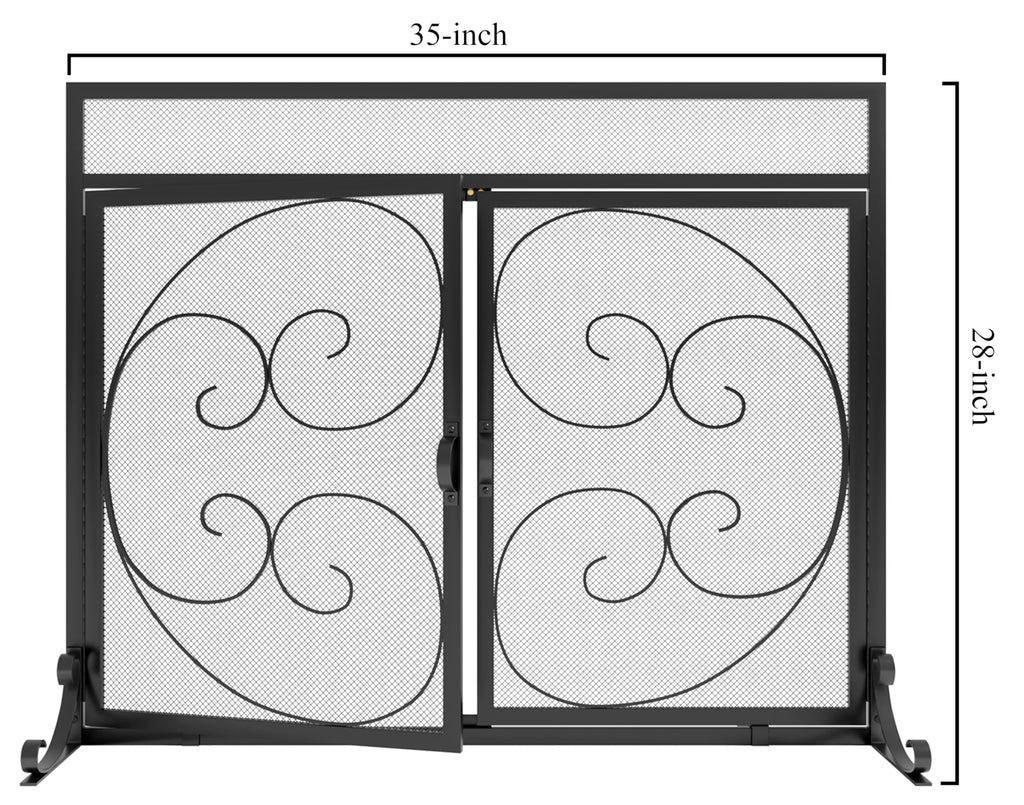 Black Wrought Iron Fireplace Screen E4293