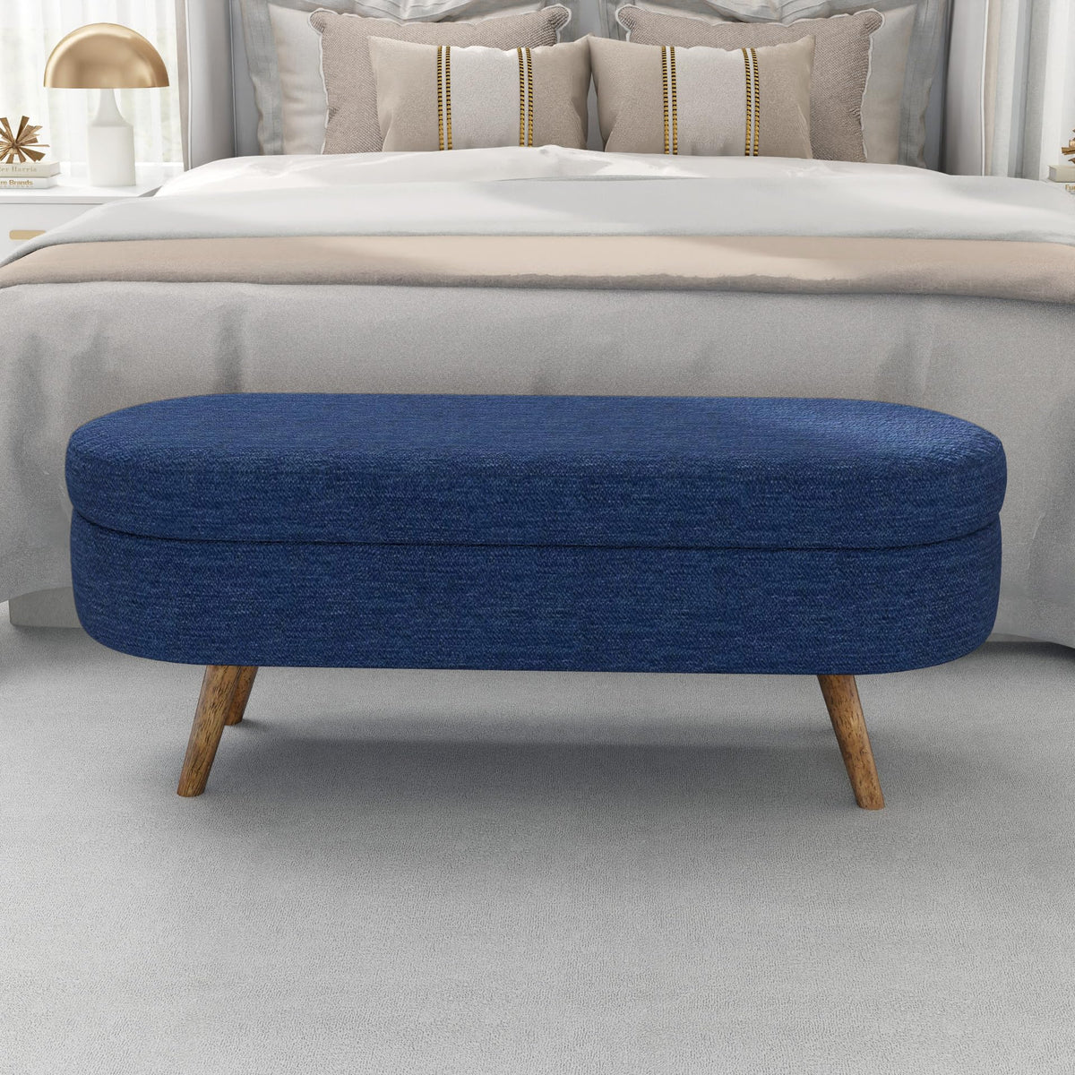 Oval Storage Bench with Rubber Wood Legs R888