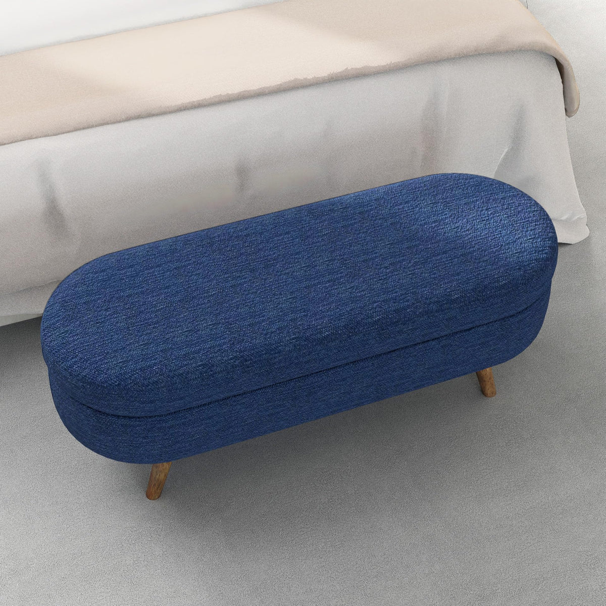 Oval Storage Bench with Rubber Wood Legs R888