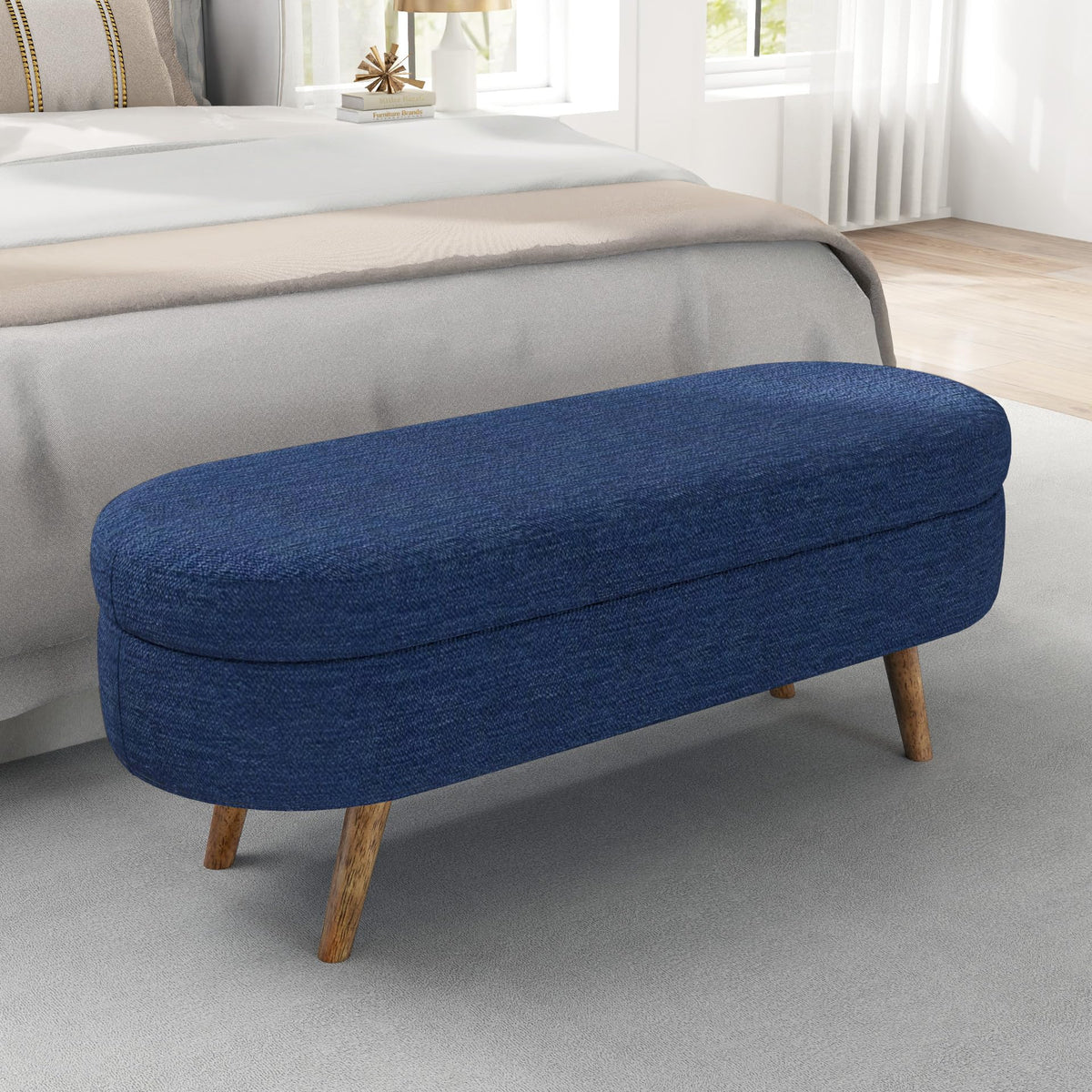 Oval Storage Bench with Rubber Wood Legs R888