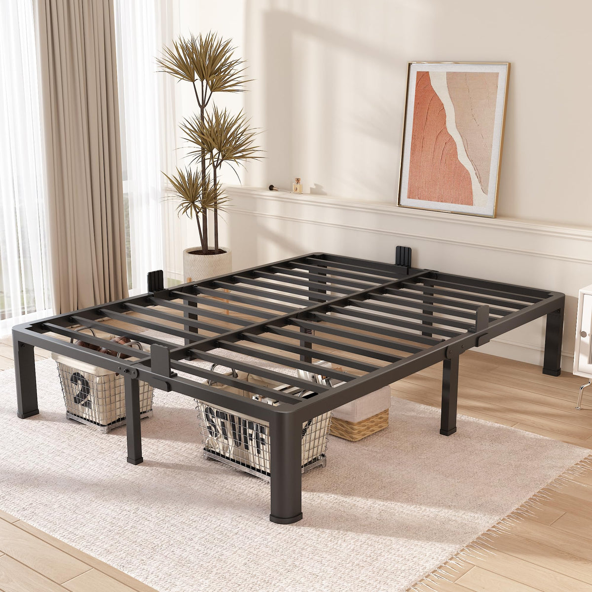 Queen Size 14 Inch Metal Platform Bed Frame B577233