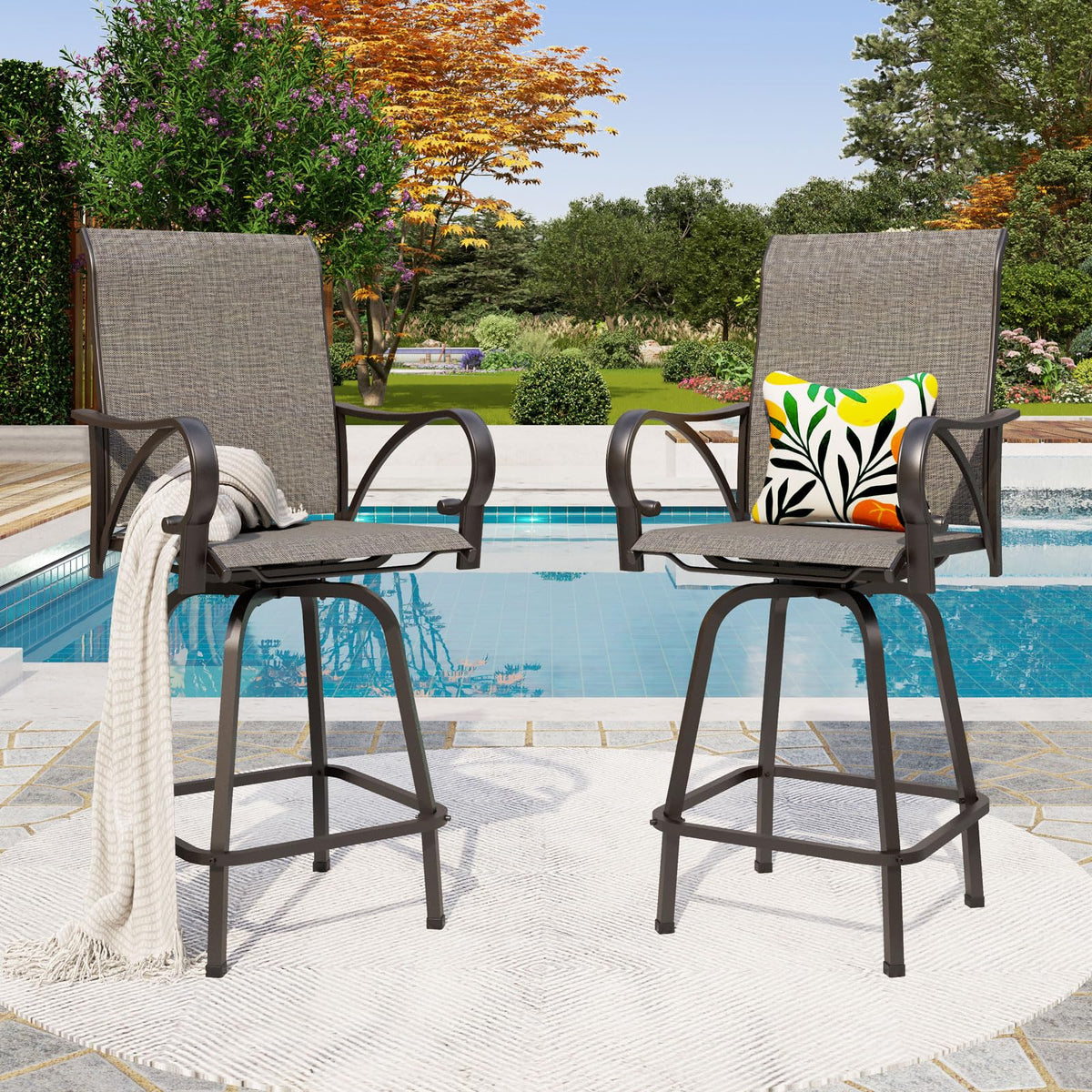 Set of 4 Swivel Outdoor Bar Stools S320635