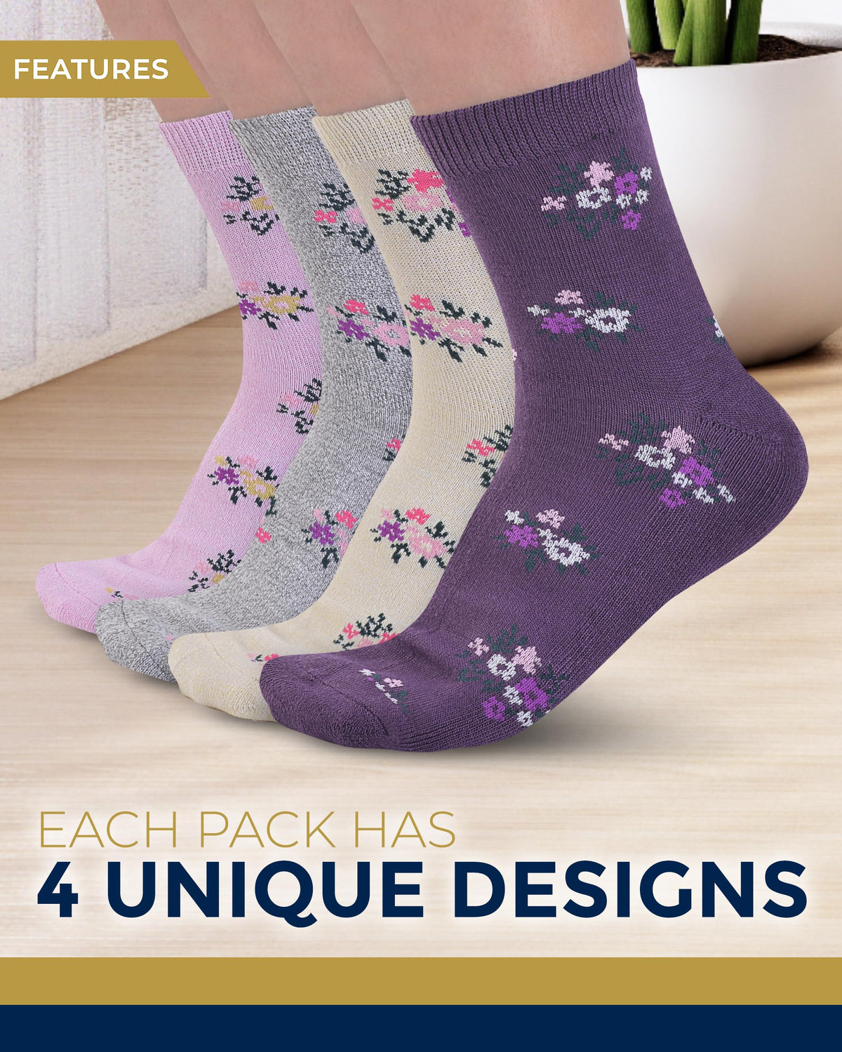 Breathable Bamboo Viscose Ankle Diabetic Socks 4 Pairs M50248
