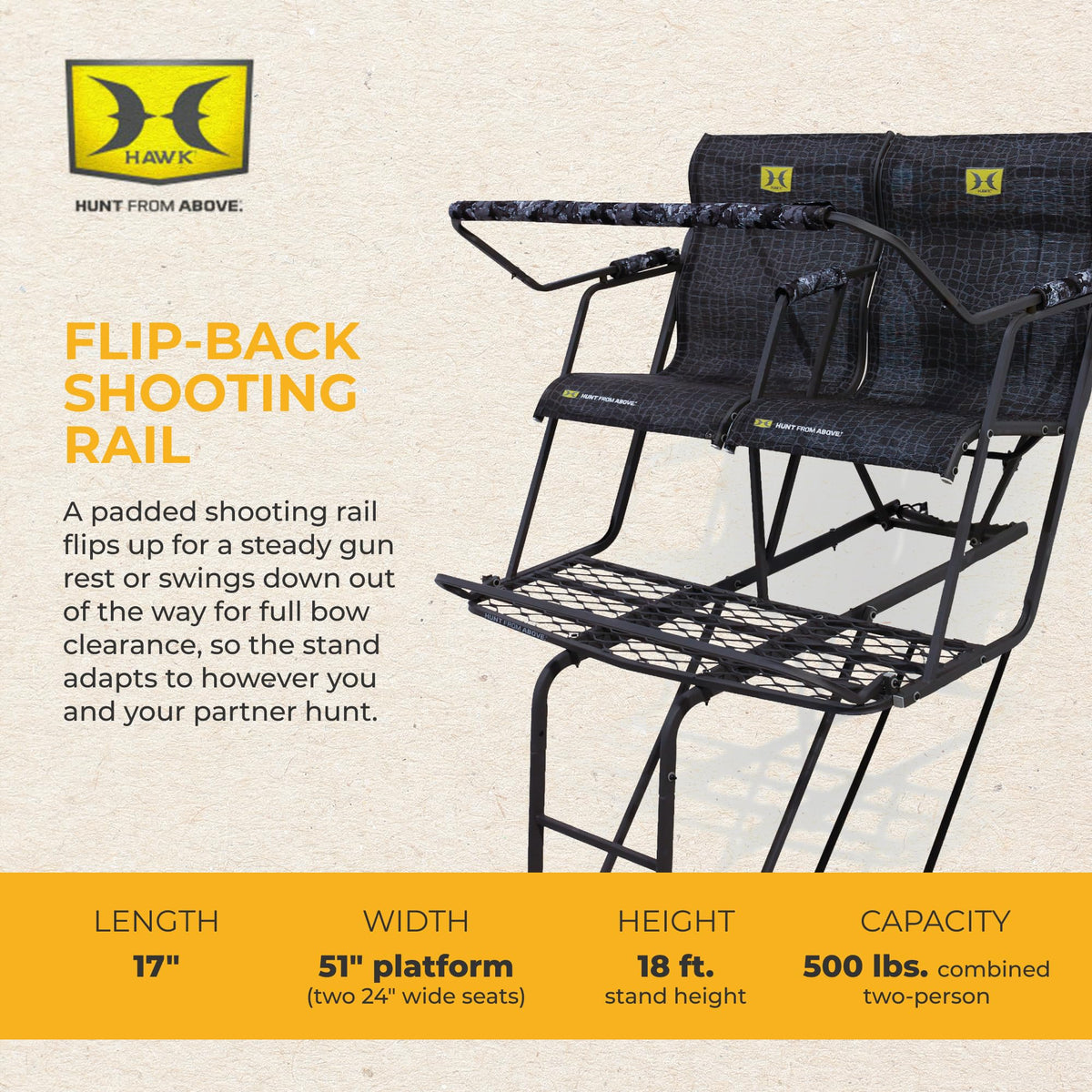 Ladderstand with Wide Seat, Backrest and Weapon Holder X815143